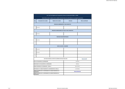 Literal a4) metas y objetivos unidades administrativas