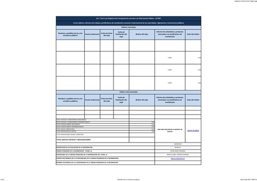 Literal n) Viáticos, informes de trabajo y justificativos