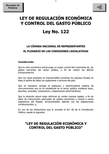 LEY DE REGULACIÓN ECONÓMICA Y CONTROL DEL GASTO PÚBLICO